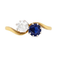 Victorian Diamond and Sapphire Twist Ring, circa 1900s