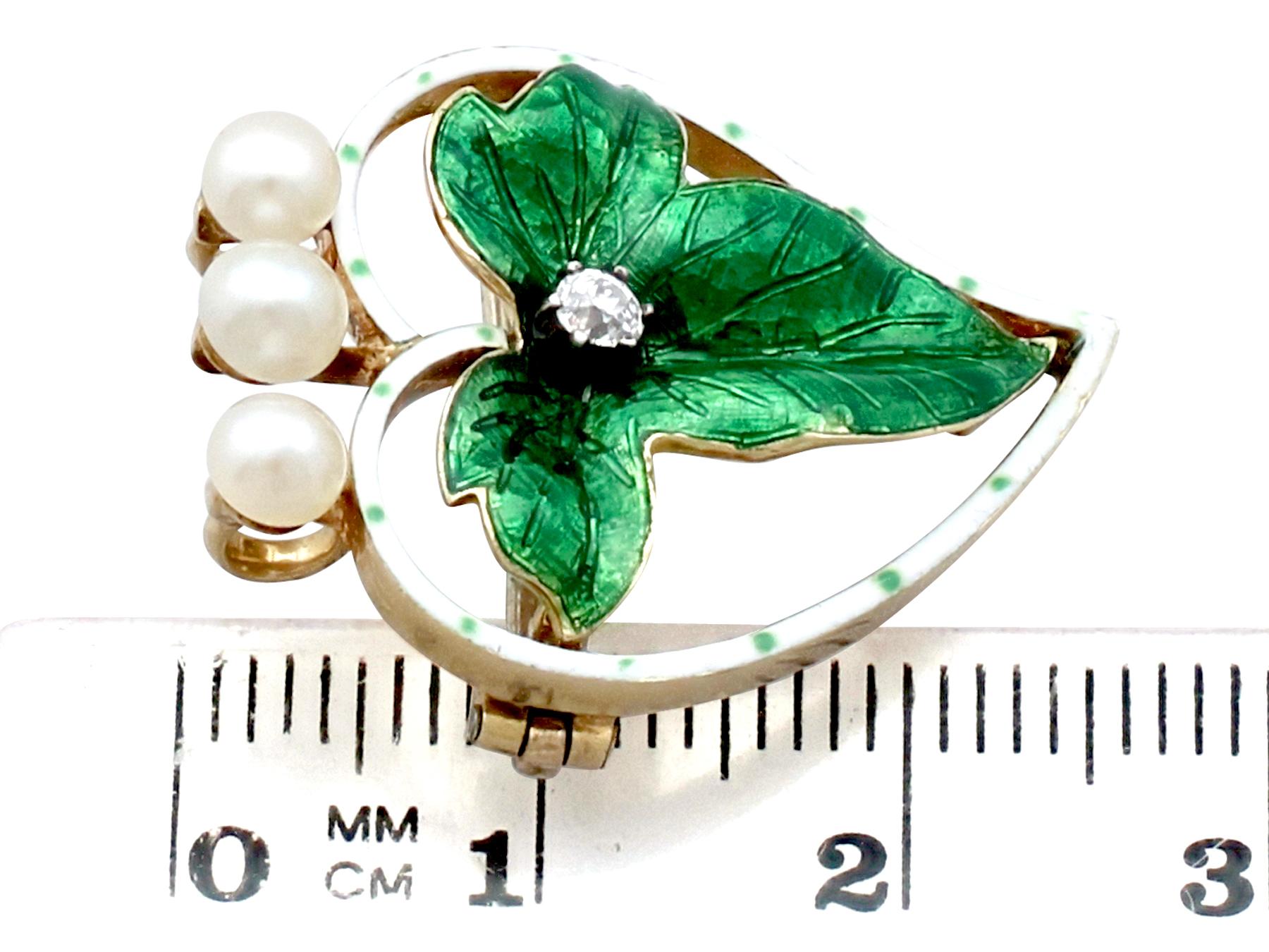 Pendentif / broche en or jaune avec diamants et perles de rocaille de style victorien en vente 3