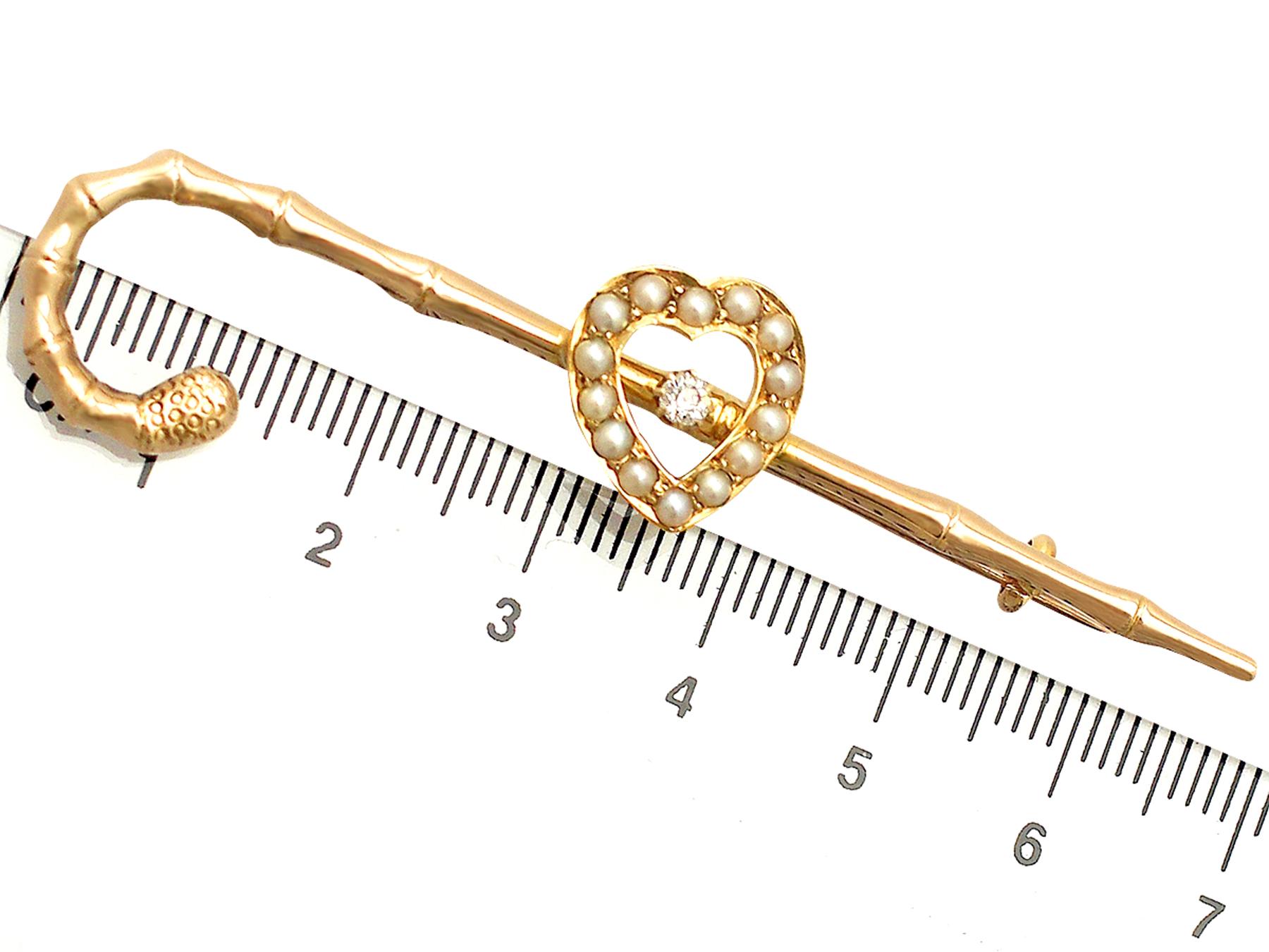 Broche victorienne en or jaune avec diamants et perles de rocaille Pour femmes en vente