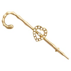 Antique Victorian Diamond and Seed Pearl Yellow Gold Brooch