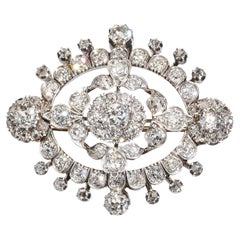 Victorian Diamond and Silver-Upon-Gold Brooch, circa 1875