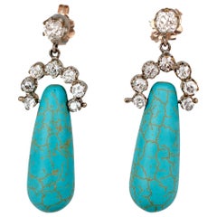 Victorian Diamond and Turquoise Earrings Victorian Diamond and Turquoise Earrings