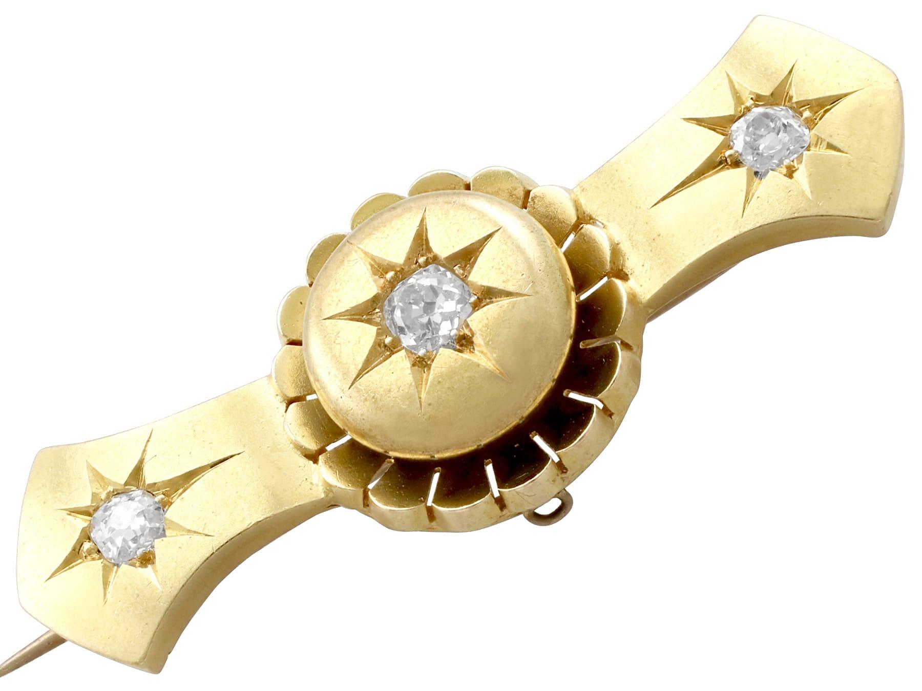 Victorian Diamond and Yellow Gold Brooch In Excellent Condition For Sale In Jesmond, Newcastle Upon Tyne