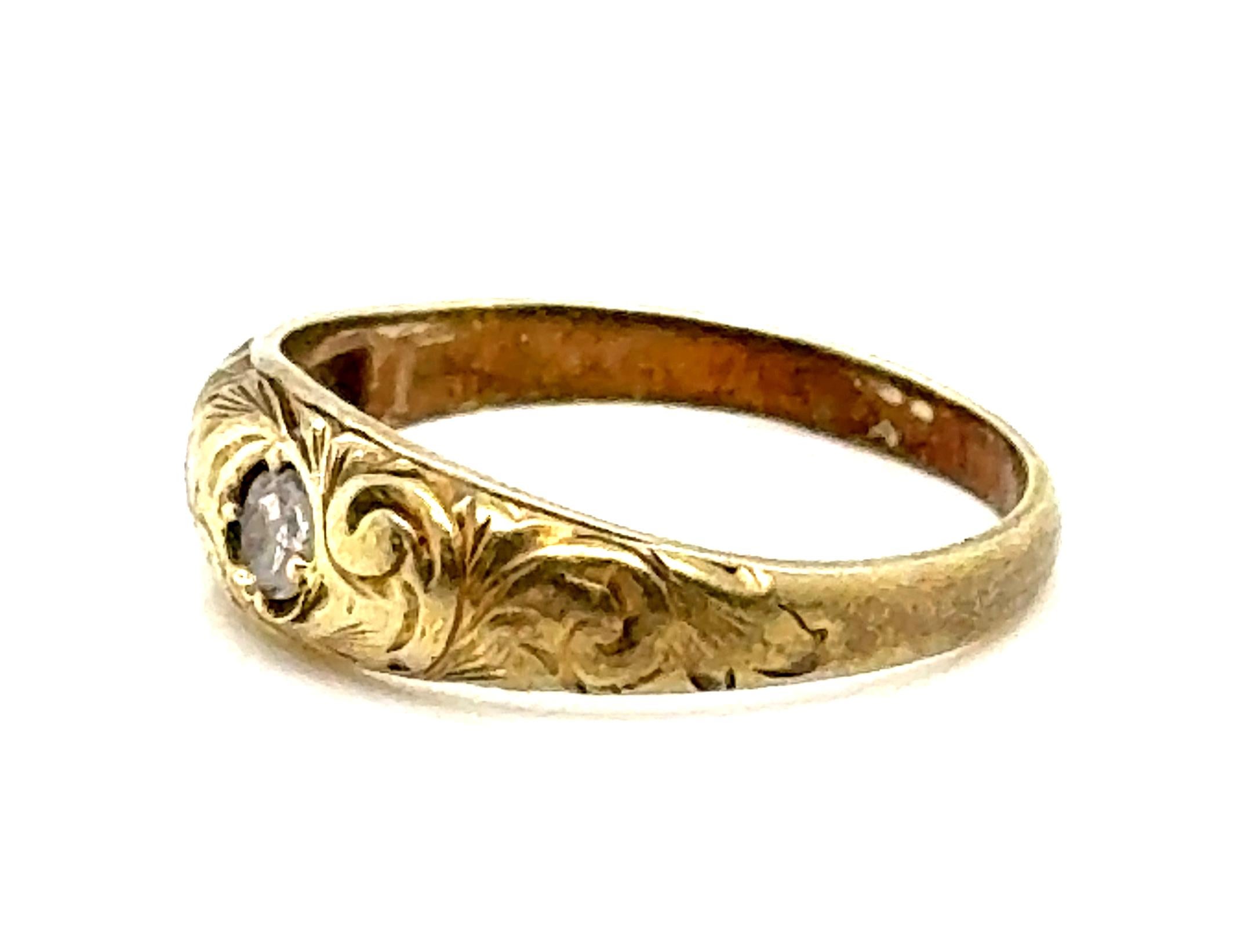 Single Cut Victorian Diamond Baby Ring 14K Yellow Gold Antique Original 1890's Allsopp Bros For Sale