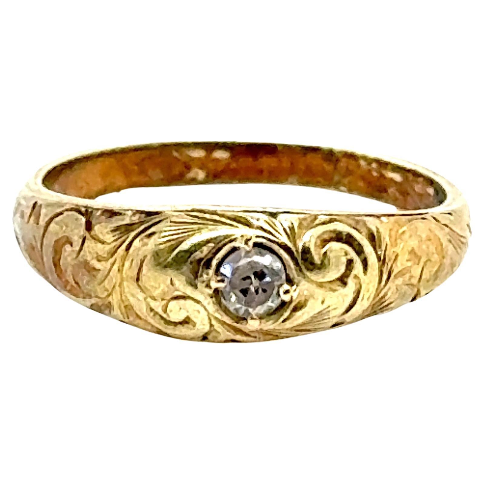 Victorian Diamond Baby Ring 14K Yellow Gold Antique Original 1890's Allsopp Bros For Sale