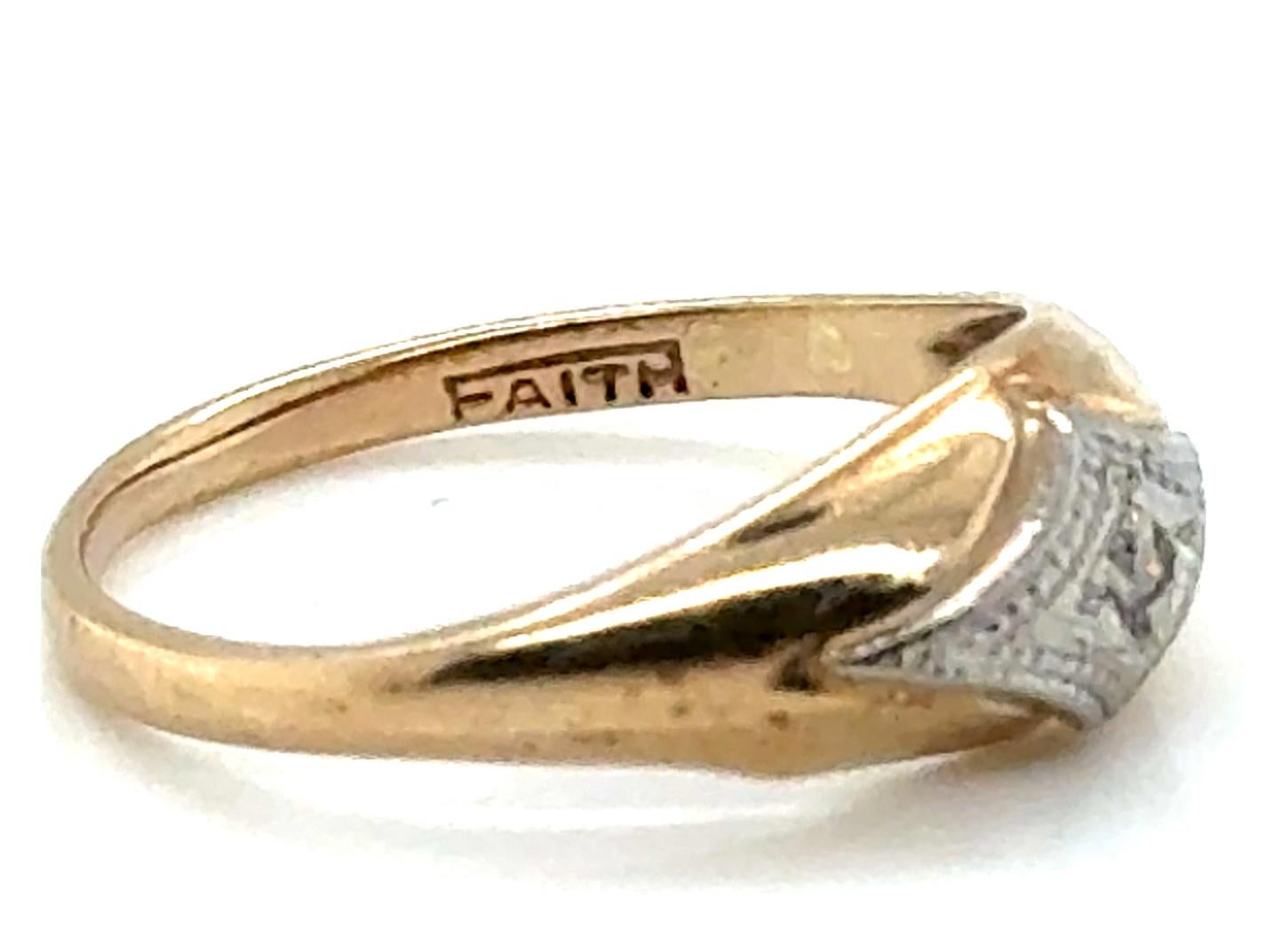 Single Cut Victorian Diamond Baby Ring Mined Yellow & White Gold Antique Original 1880's
