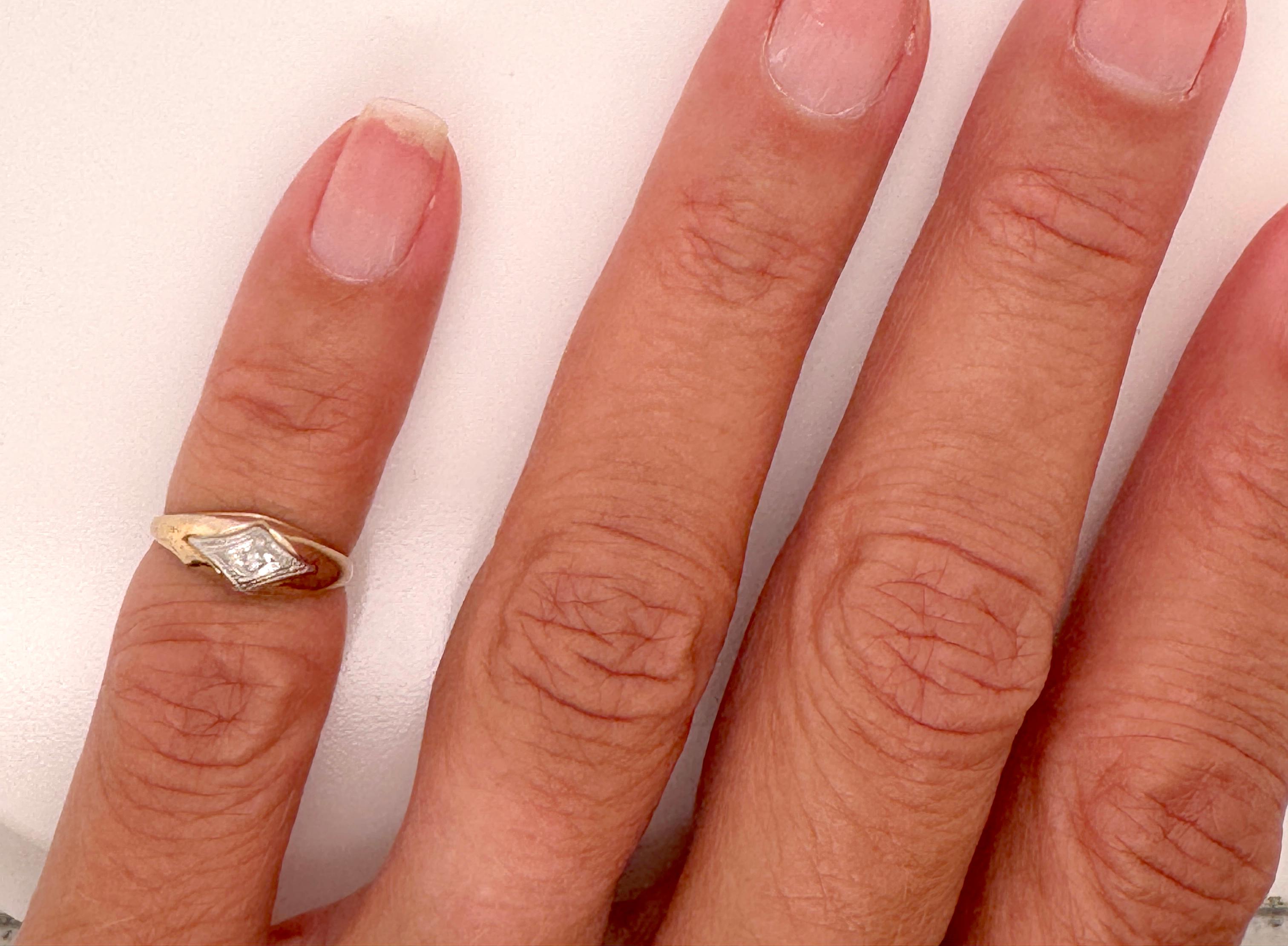 Victorian Diamond Baby Ring Mined Yellow & White Gold Antique Original 1880's 2