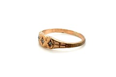 Victorian Diamond Baby Ring Old Cut Yellow Gold Filled Antique Original 1890's