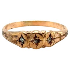 Victorian Diamond Baby Ring Old Cut Yellow Gold Filled Antique Original 1890's