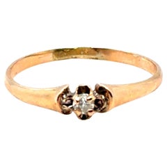Victorian Diamond Baby Ring Old Mine Cut Yellow Gold Antique Original 1870's