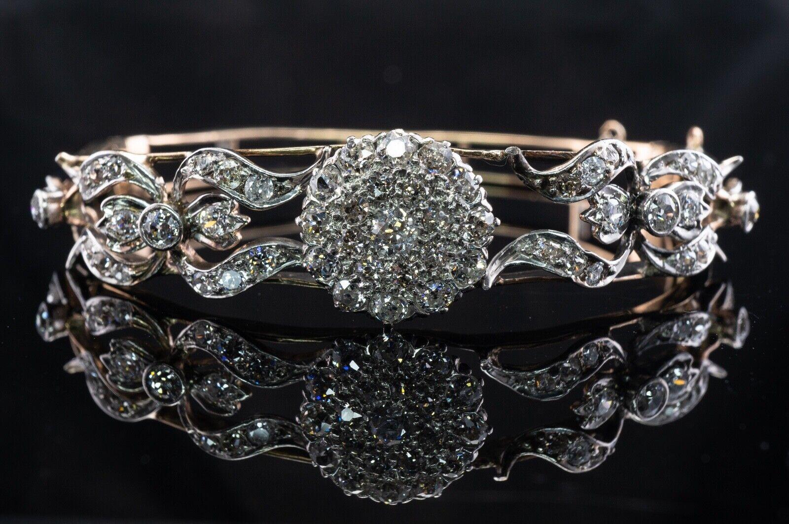 Victorianisches viktorianisches Diamantarmband 14K Gold Armreif antik 2,49 TDW (Alteuropäischer Brillantschliff) im Angebot