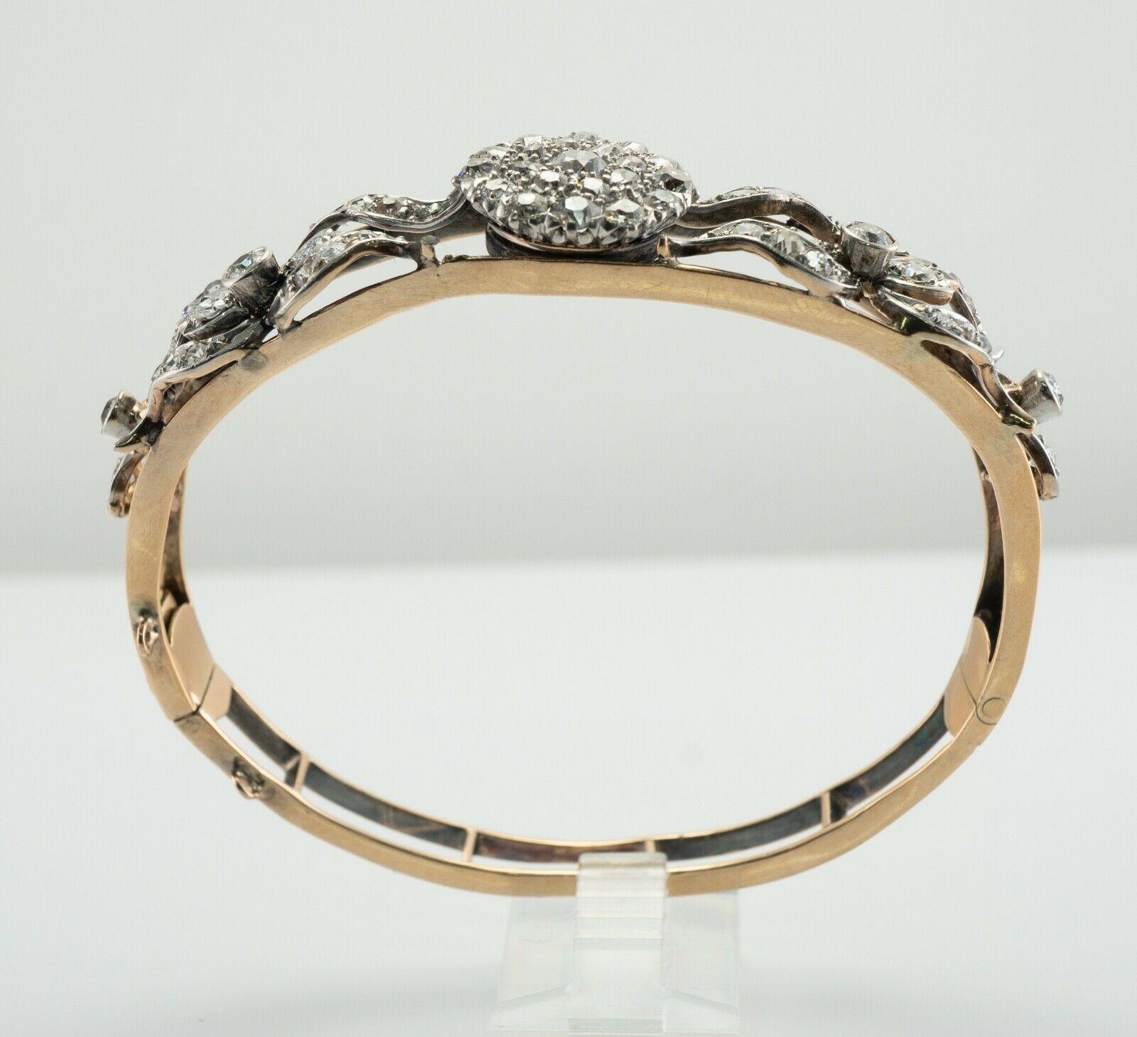 Victorianisches viktorianisches Diamantarmband 14K Gold Armreif antik 2,49 TDW im Angebot 3