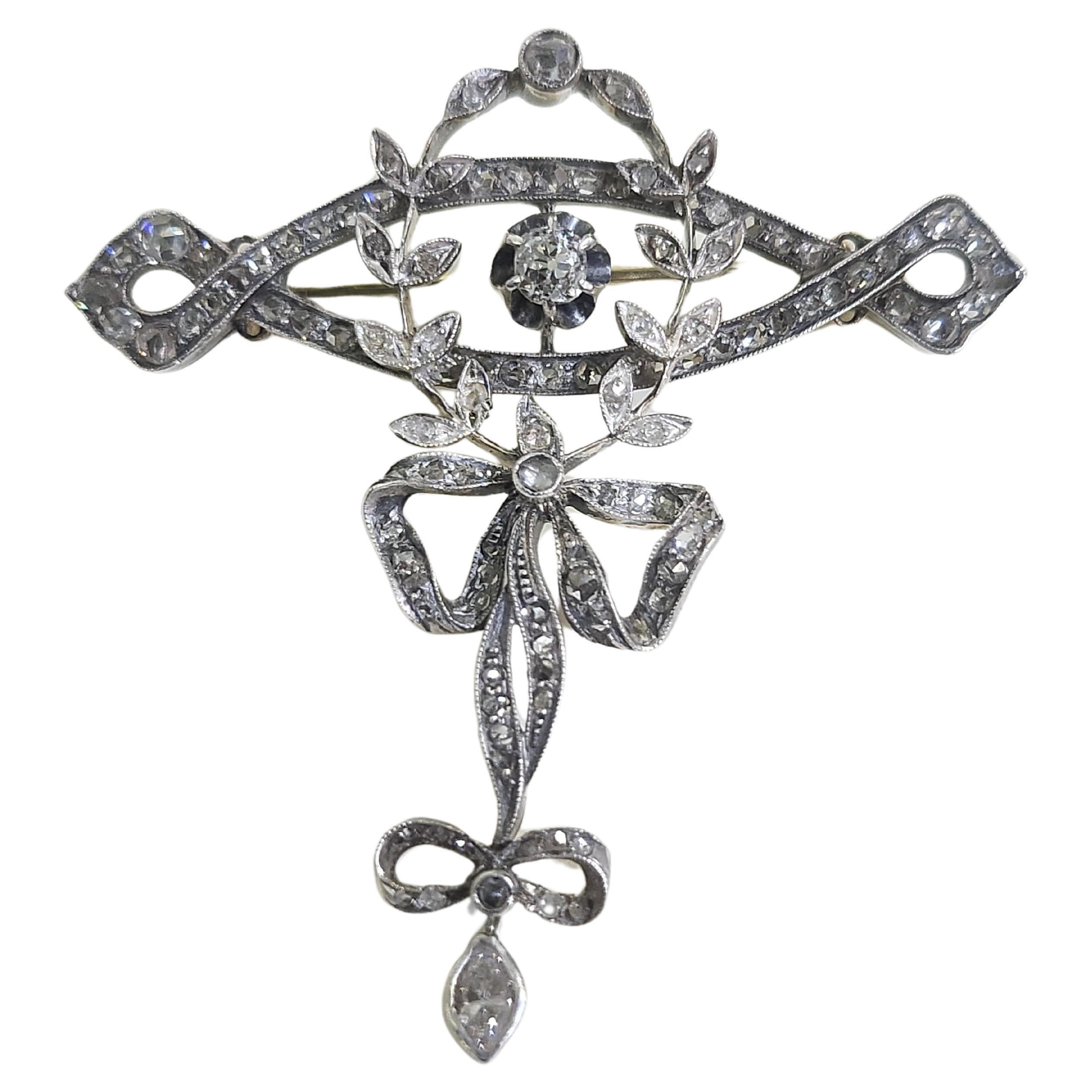 Victorian 1850s Diamond Brooch In Good Condition For Sale In Cairo, EG