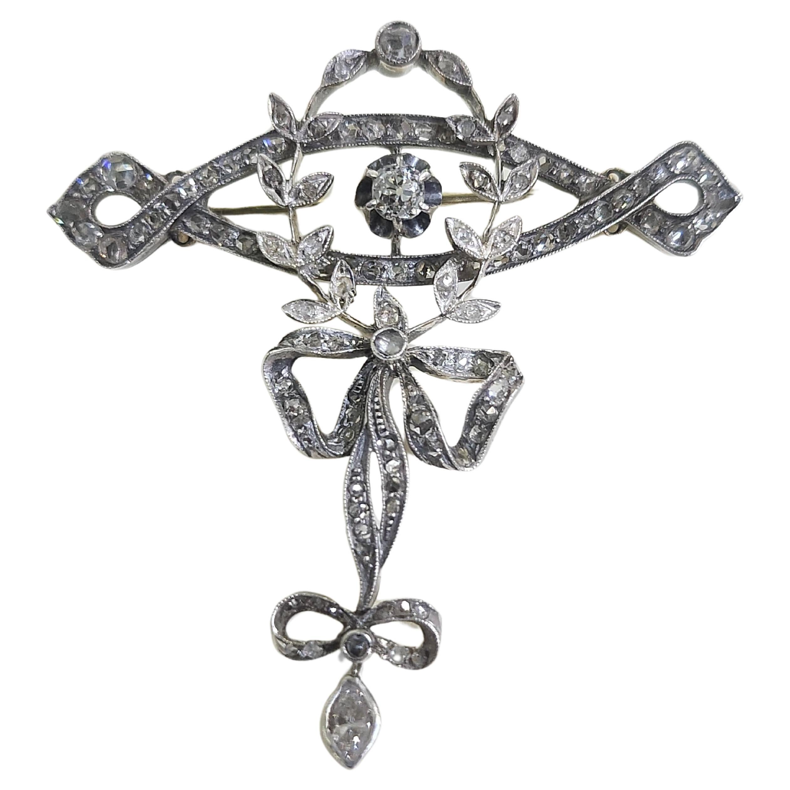 Antique Victorian 1850s Diamond Brooch In Good Condition In Cairo, EG