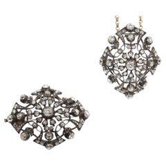 Victorian Diamond Brooch Pin / Transformer Pendant, 2.5 Carats, 1890