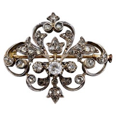 Victorian Diamond Brooch – Silver Topped 18K Gold – Old European & Rose Diamonds