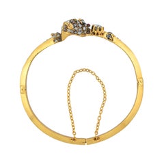 Bracelet jonc victorien bulldog en diamants