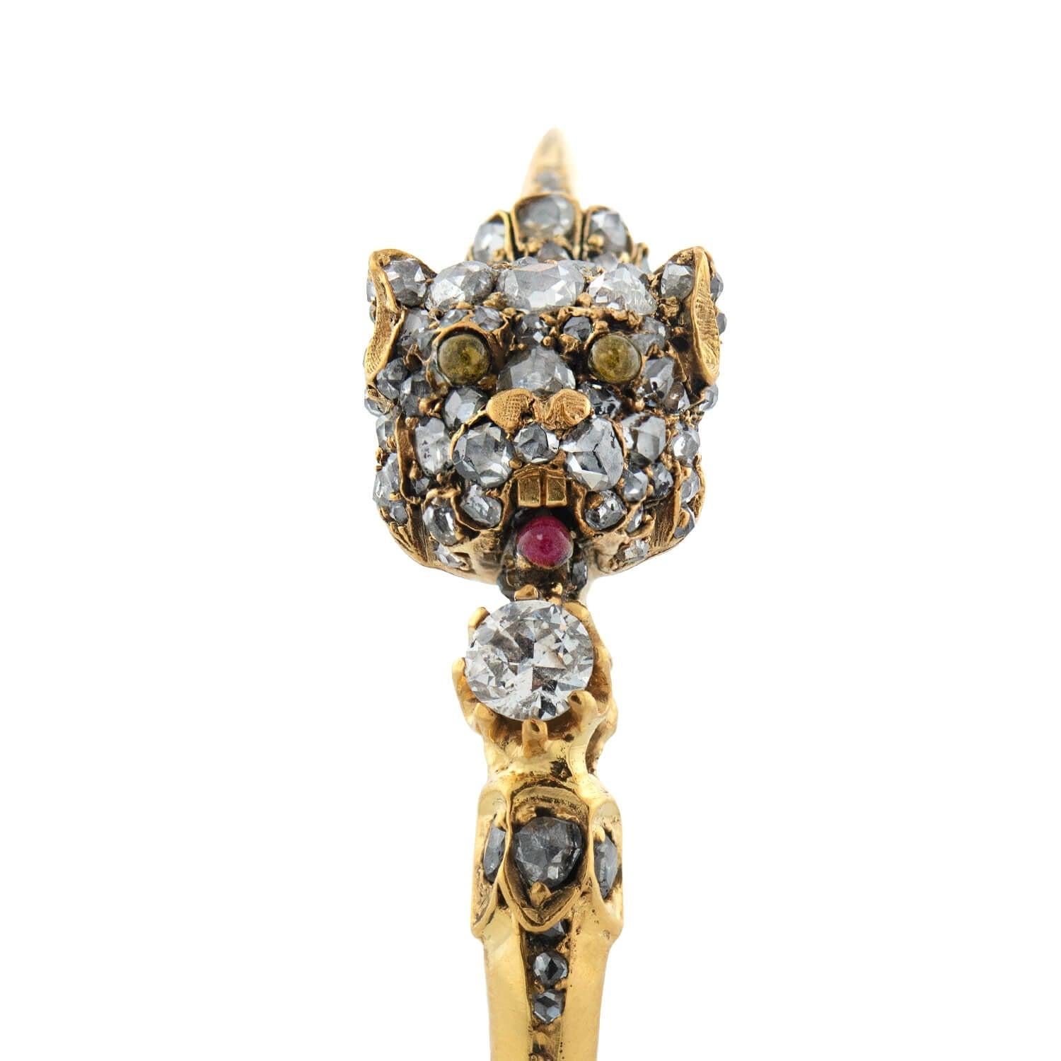 Bracelet jonc victorien bulldog en diamants Pour femmes en vente
