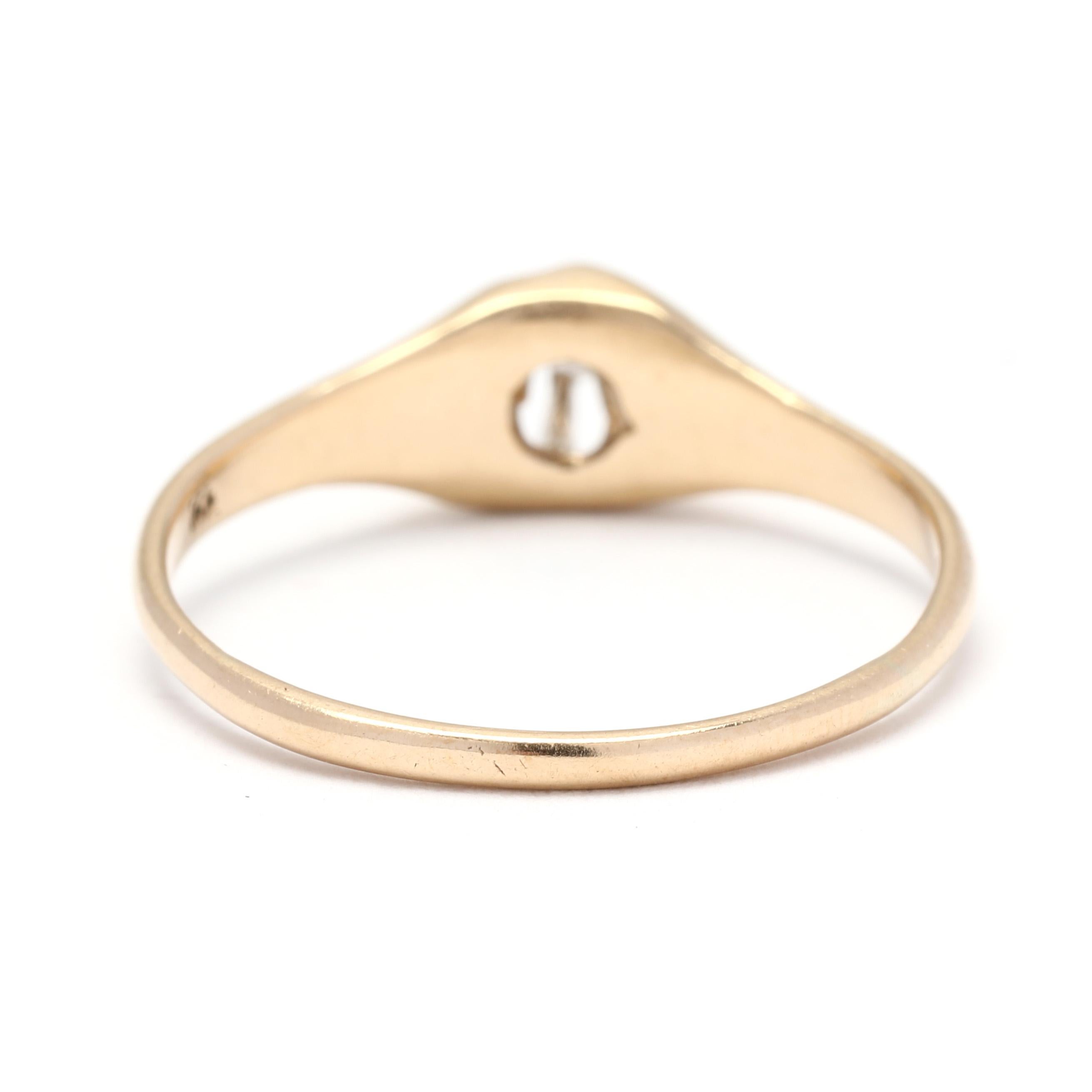 Old European Cut Victorian Diamond Buttercup Solitaire Ring, 14k Yellow Gold, Ring Size 7.5