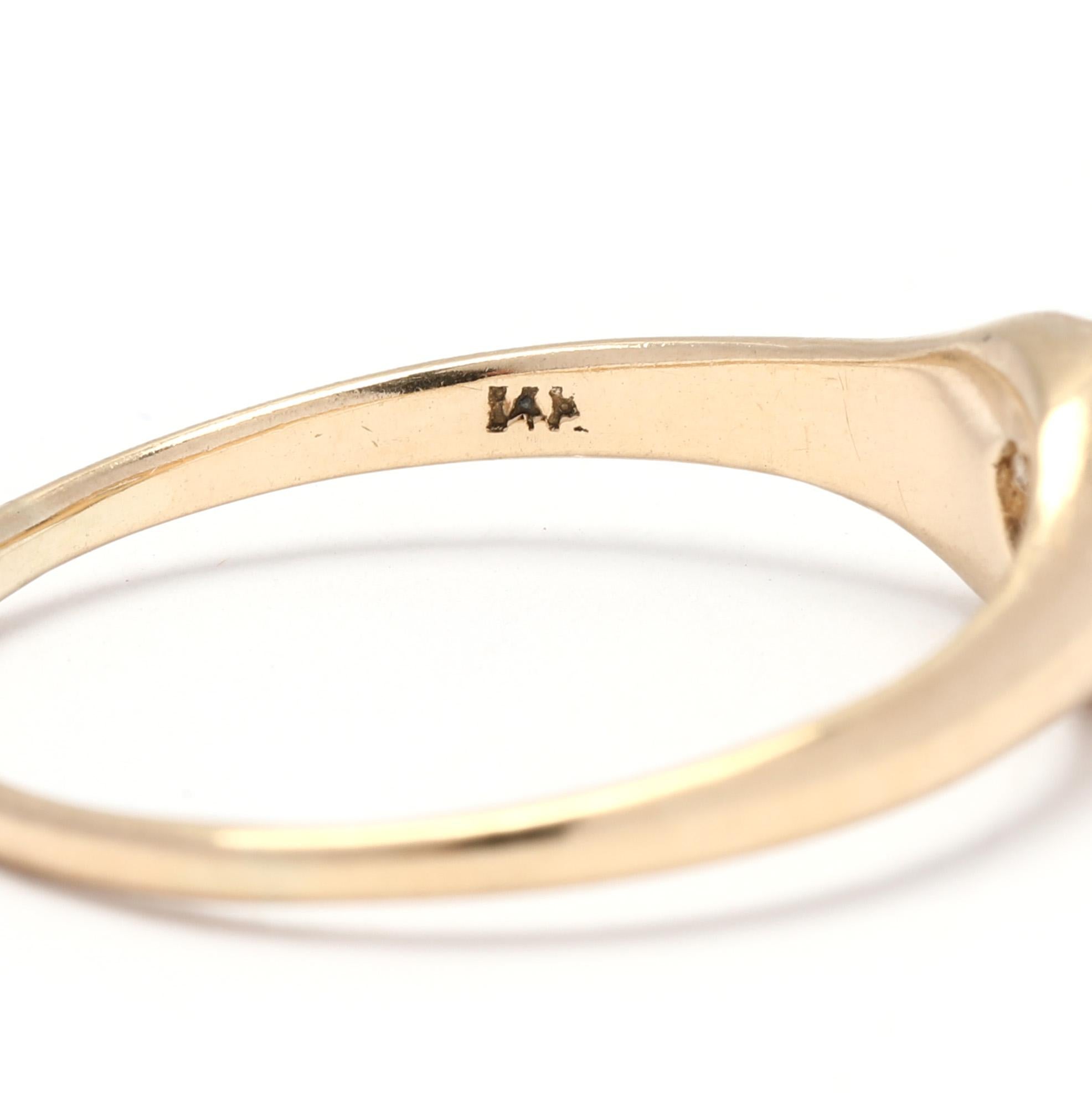 Women's or Men's Victorian Diamond Buttercup Solitaire Ring, 14k Yellow Gold, Ring Size 7.5