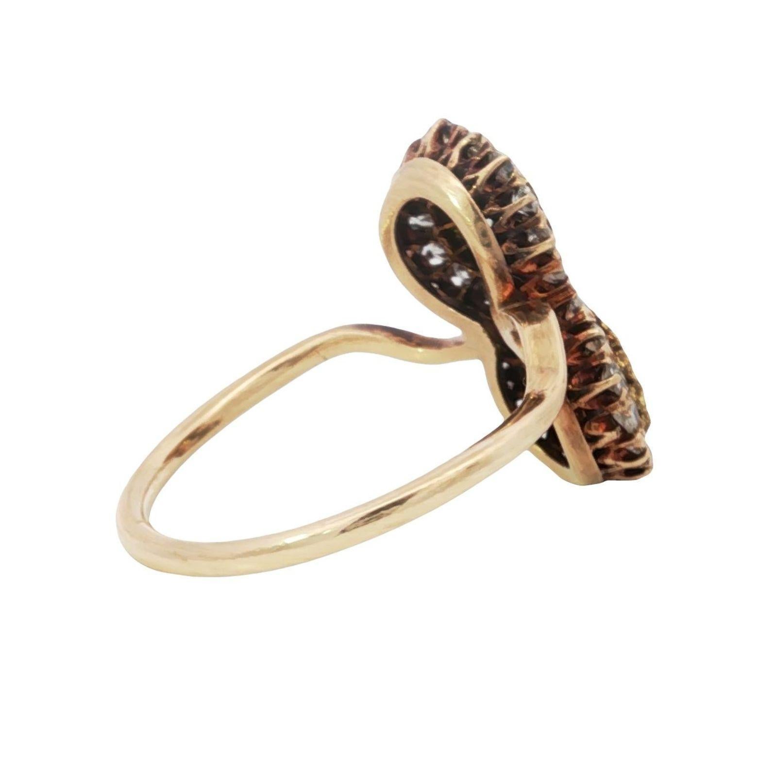 Anello vittoriano con diamante bypassato Granato demantoide in oro giallo 14K misura 7,5 in vendita 4
