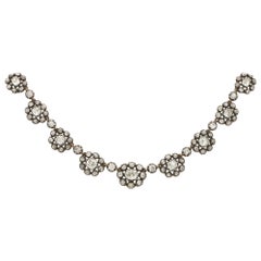 Victorian Diamond Choker Necklace in Silver on Gold