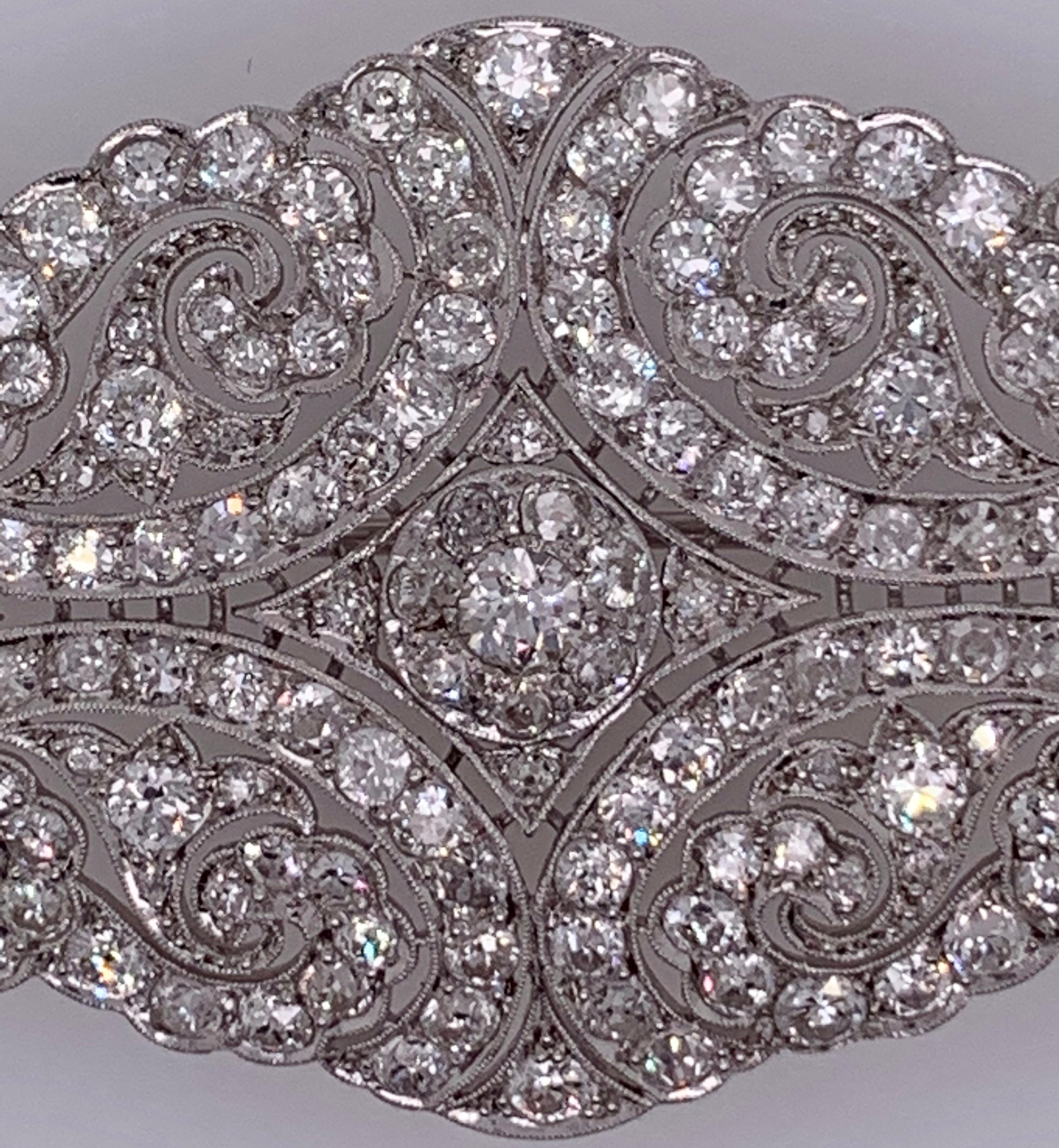 Art Deco Vintage Diamond Cluster Brooch For Sale