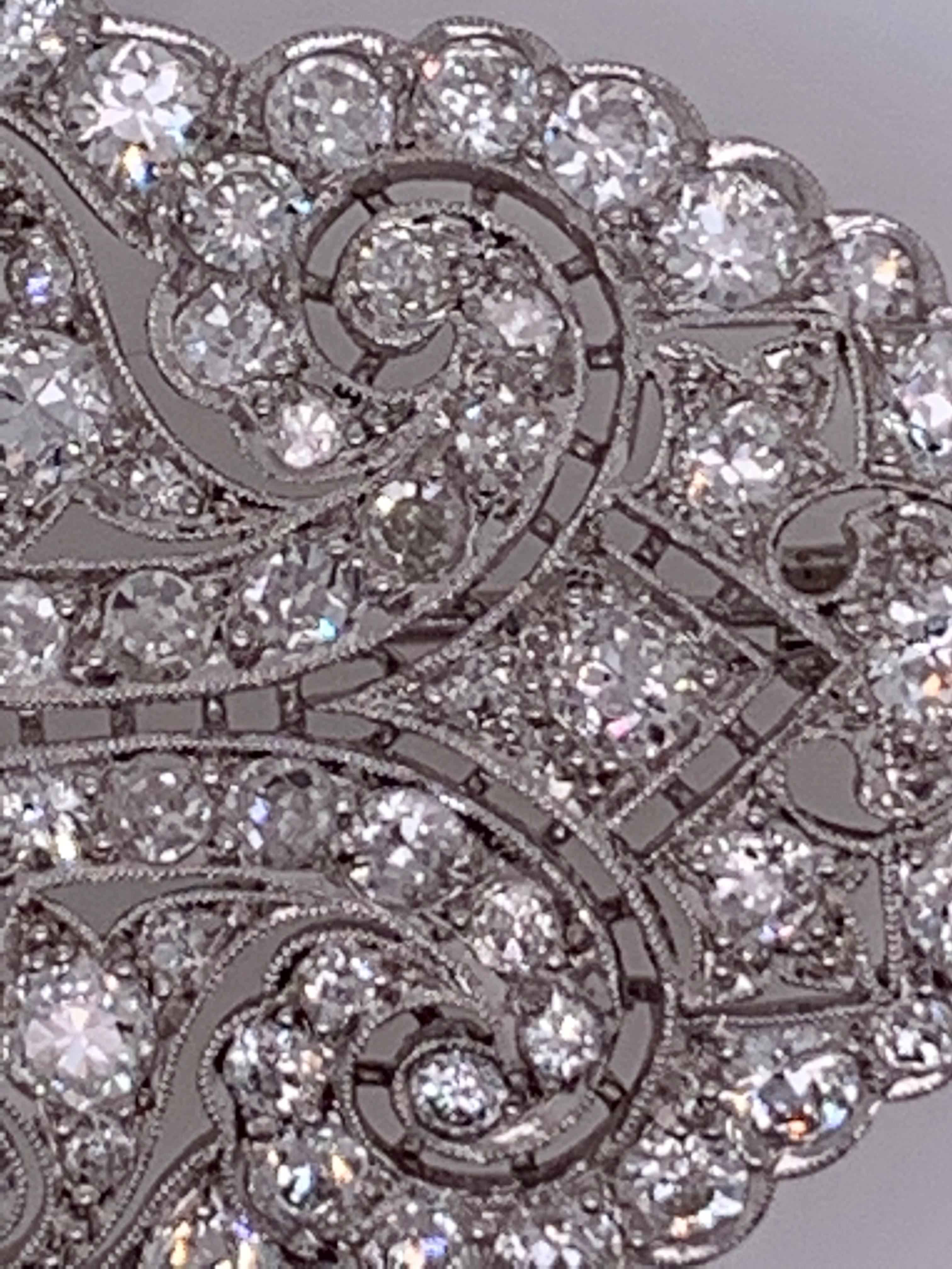 Women's or Men's Vintage Diamond Cluster Brooch For Sale