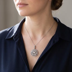 Victorian Diamond Cluster Pendant Brooch, Approx. 6.76 ct Silver Topped 9KT Gold