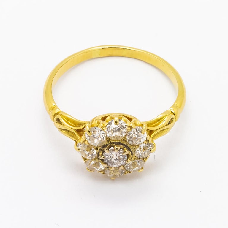 Victorian Diamond Cluster Ring, 1.00 Carat For Sale at 1stdibs