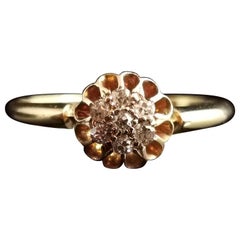 Antique Victorian Diamond Cluster Ring, 18 Karat Yellow Gold