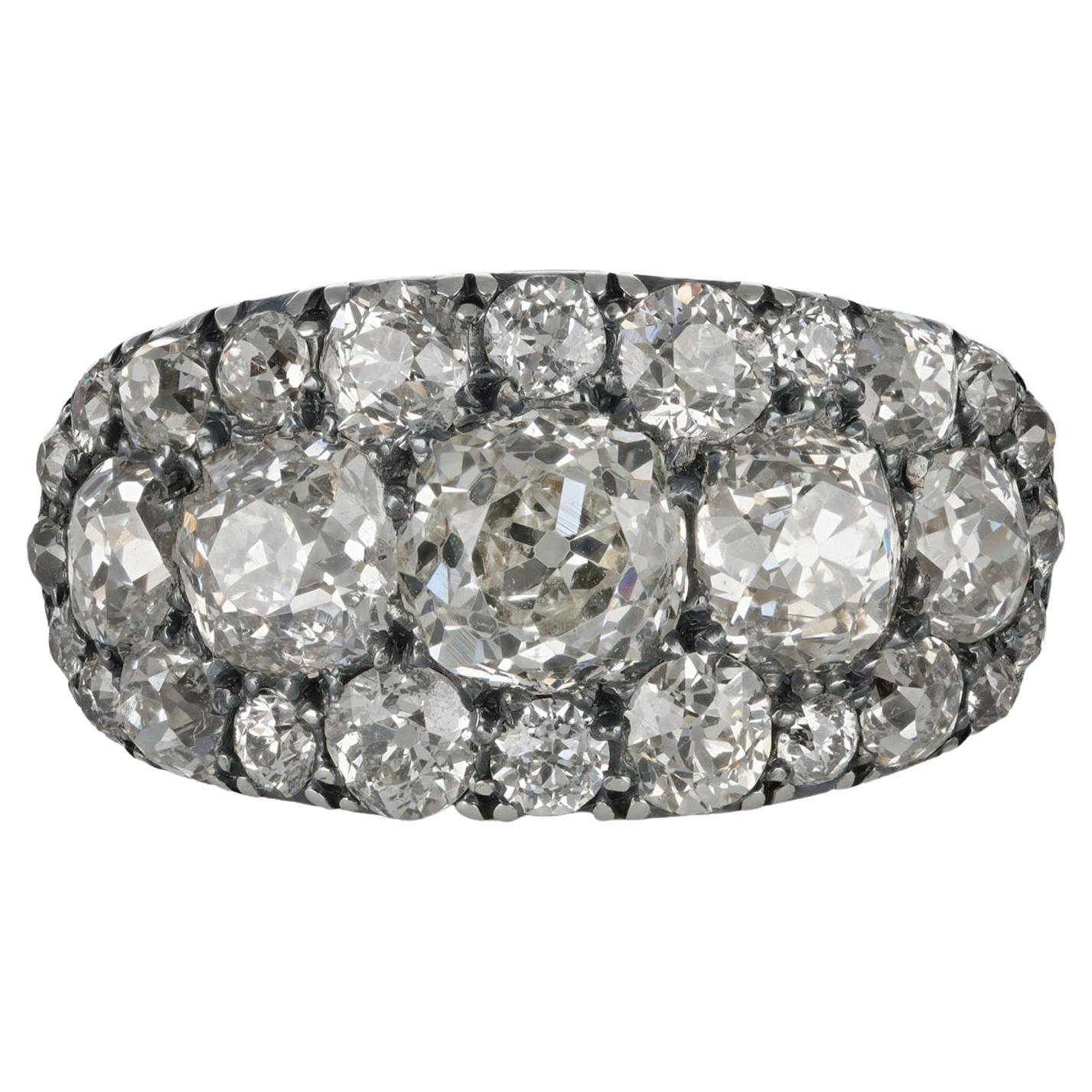 Victorian diamond cluster ring, circa 1880.