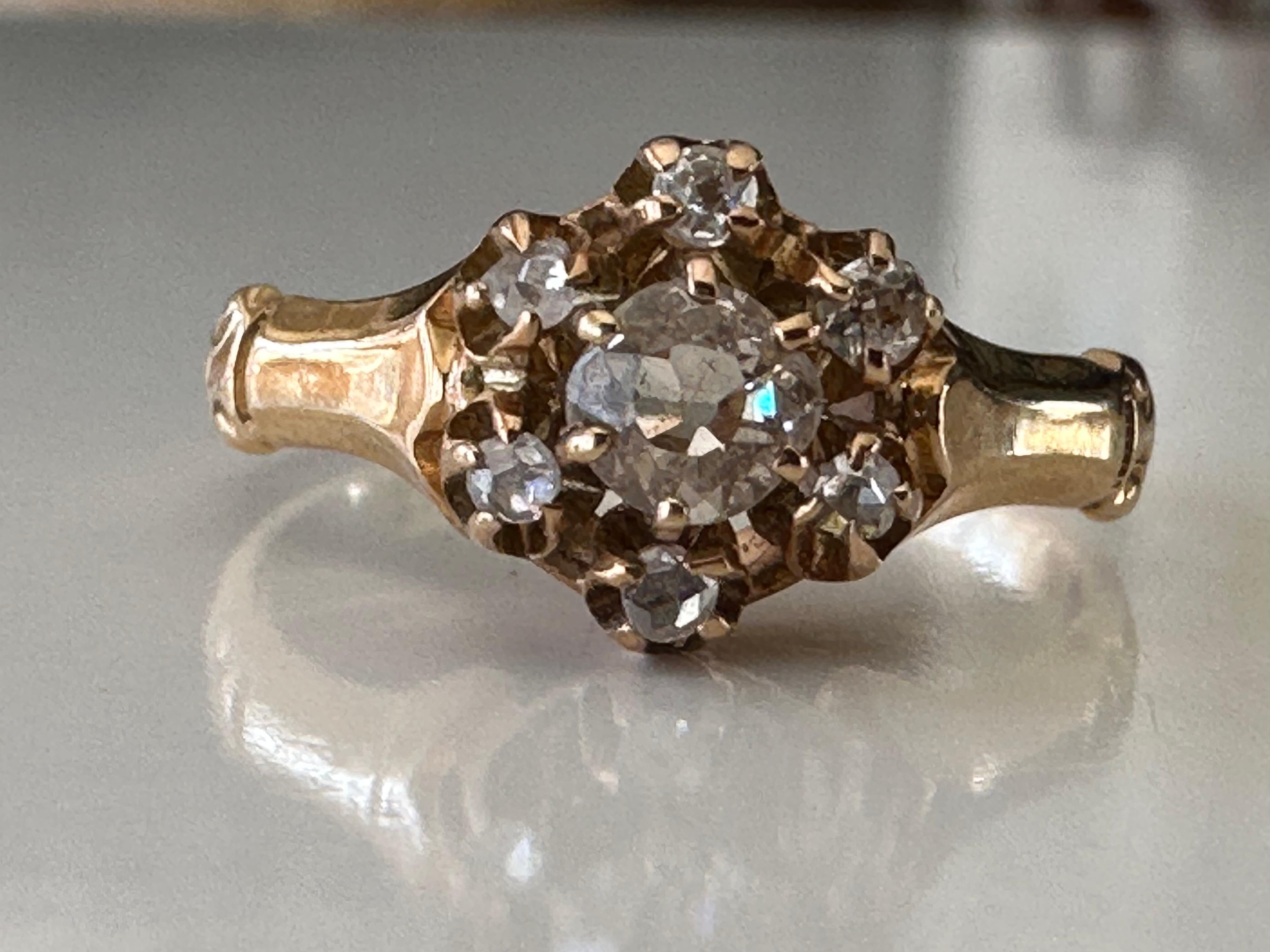 Rose Cut Victorian Diamond Cluster Ring For Sale