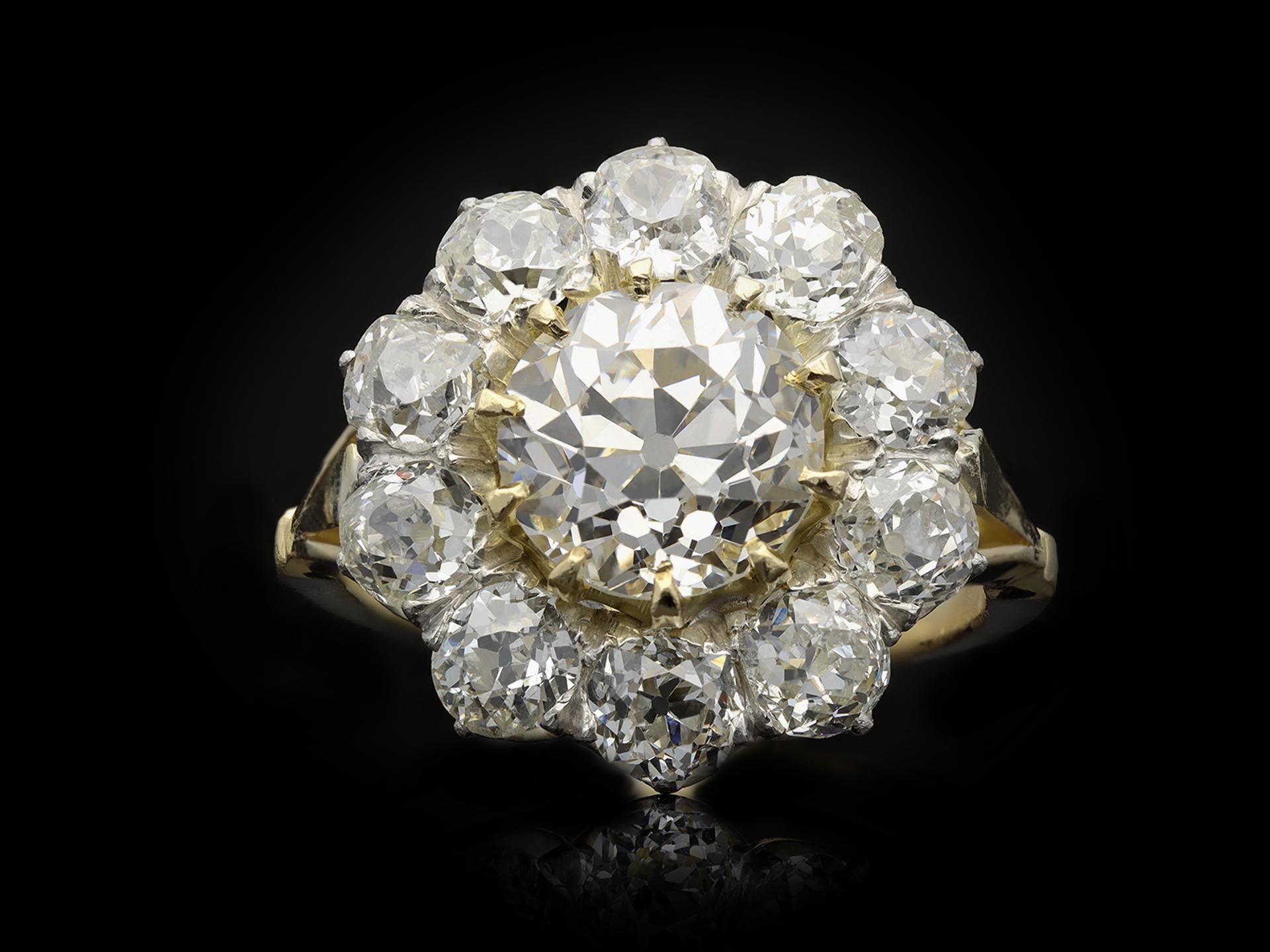 Victorian Diamond Coronet Cluster Ring, circa 1890 For Sale at 1stDibs