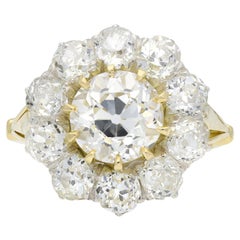 Anillo victoriano en racimo de coronas de diamantes, circa 1890