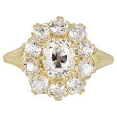 Antique Victorian diamond coronet cluster ring, English, circa 1890.