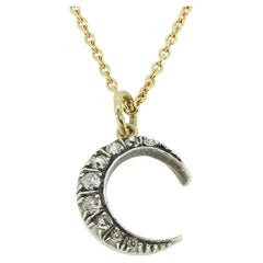 Victorian Diamond Crescent Pendant Necklace
