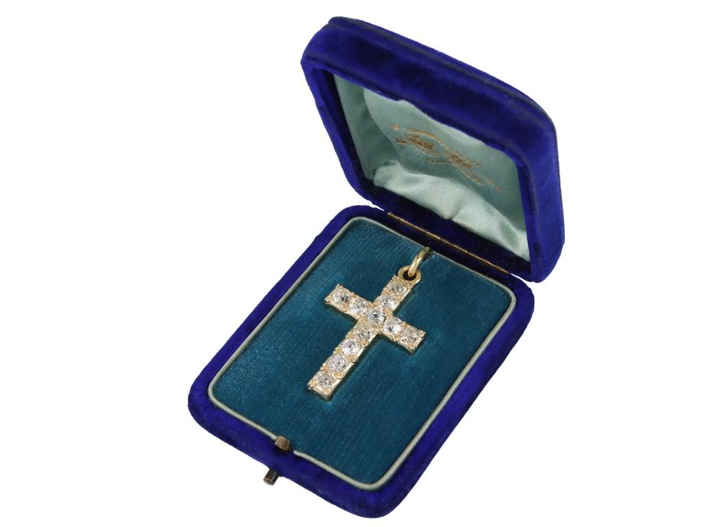 Pendentif victorien en forme de croix en diamant, vers 1880. Unisexe en vente
