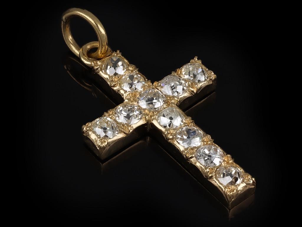 Ciondolo vittoriano a forma di croce con diamante, 1880 circa. in vendita 1