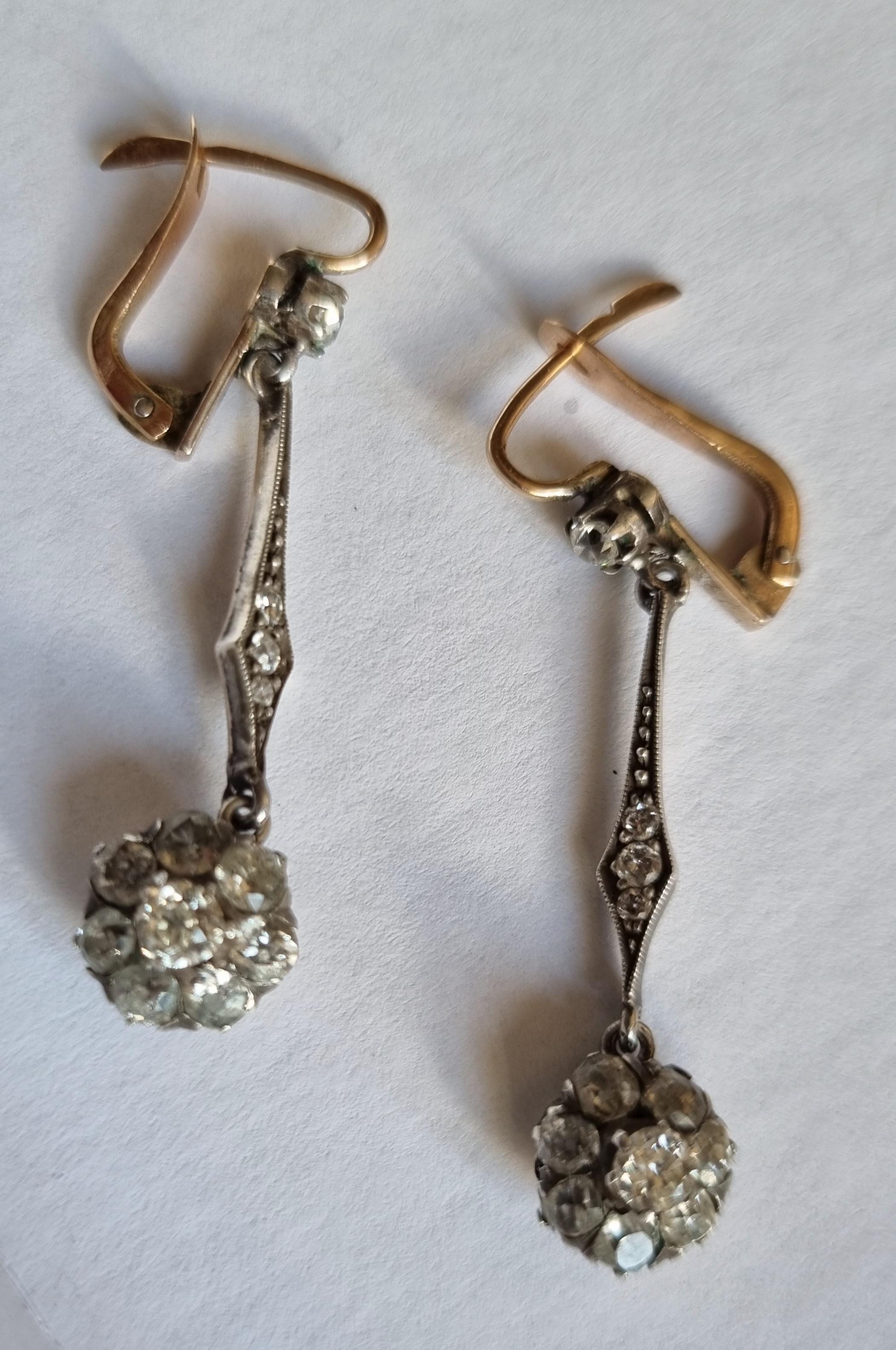 Victorian Diamond Dangle Earrings 19th C (1890) For Sale 3