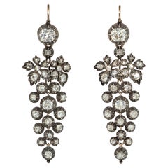Antique Victorian Diamond Day-to-Night Grape Cluster Earrings with Solitaire Tops