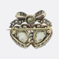 Victorian Diamond Double Heart Pendant Brooch