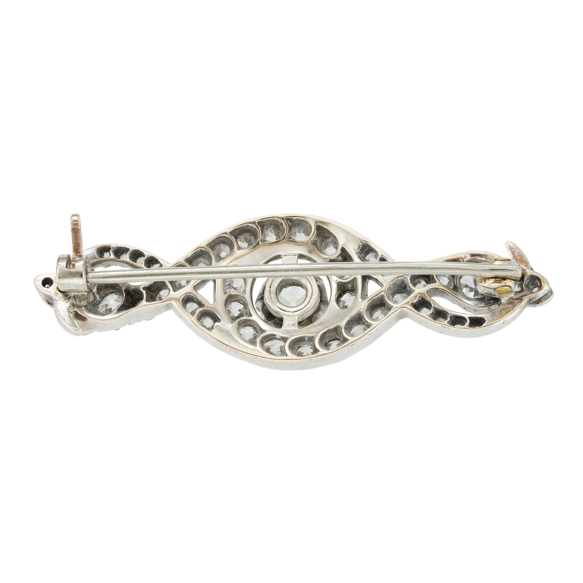 Late Victorian Victorian Diamond Double Serpent Brooch For Sale
