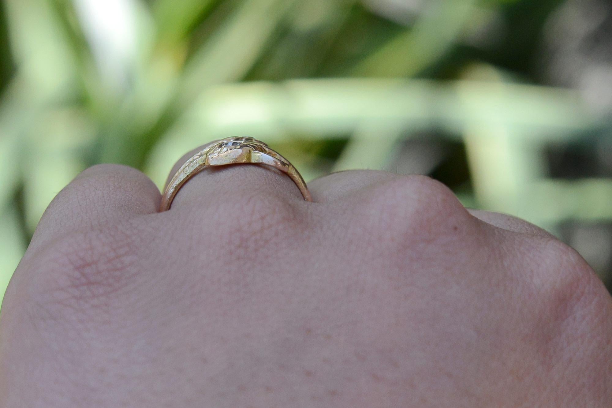 Viktorianischer Diamant-Verlobungsring mit doppelter Schlangenhaut im Zustand „Gut“ in Santa Barbara, CA