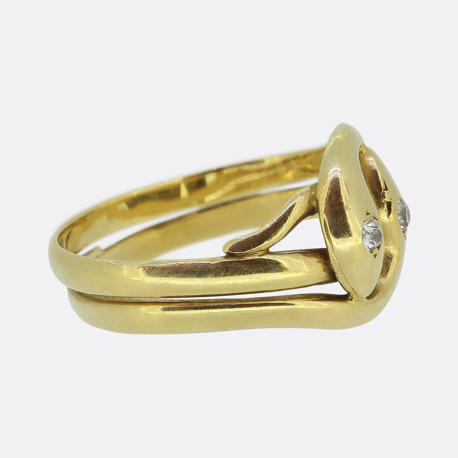 Old European Cut Victorian Diamond Double Snake Ring