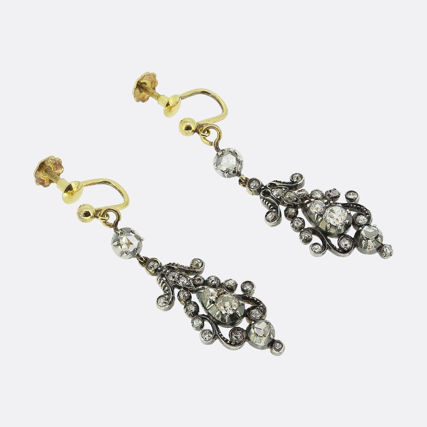 Early Victorian Victorian Diamond Drop Earring For Sale