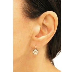 Victorian Diamond Drop Earrings 14k Gold Silver Old European Cut, Antique