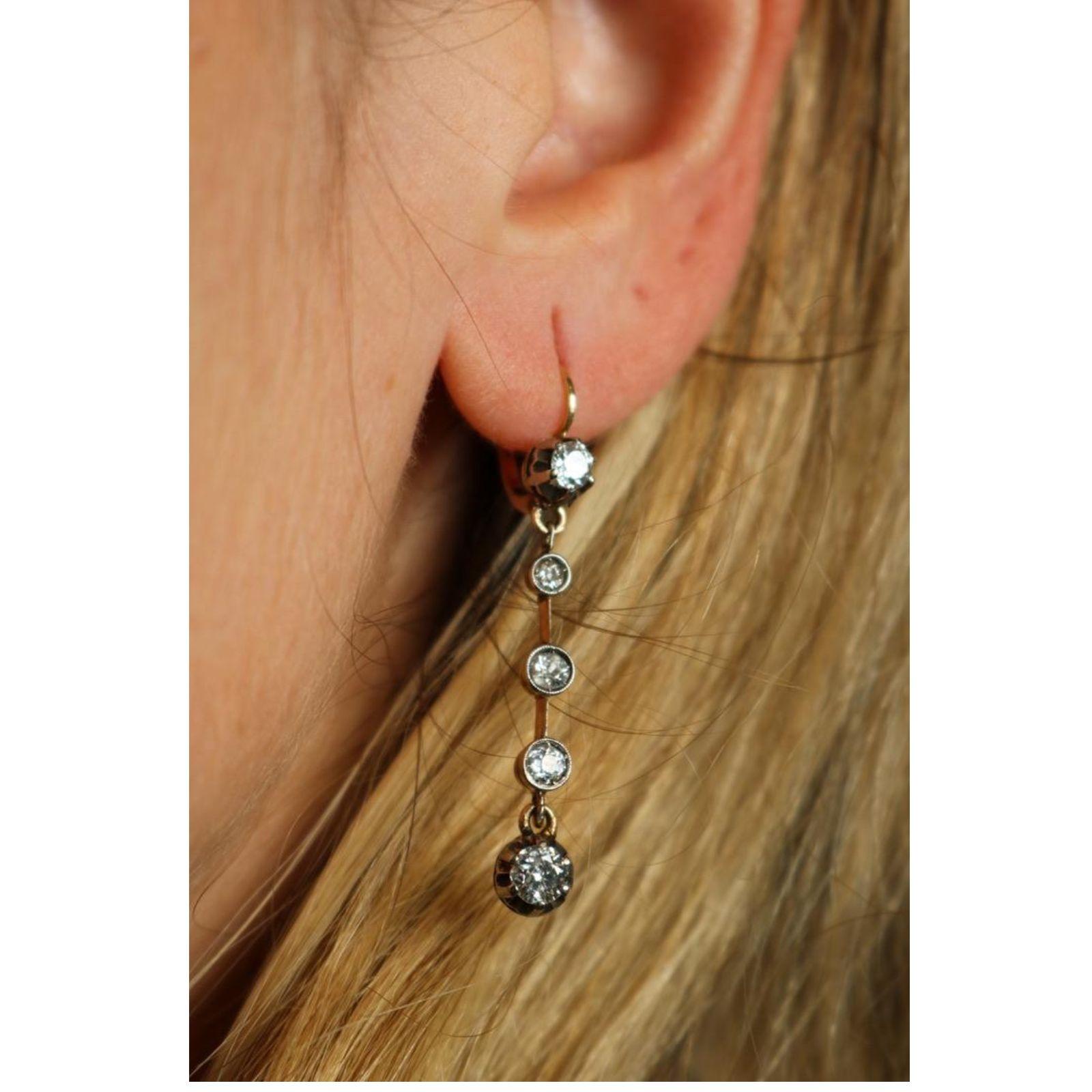 Orecchini vittoriani con diamanti in argento 18K ~2,24ctw in vendita 4