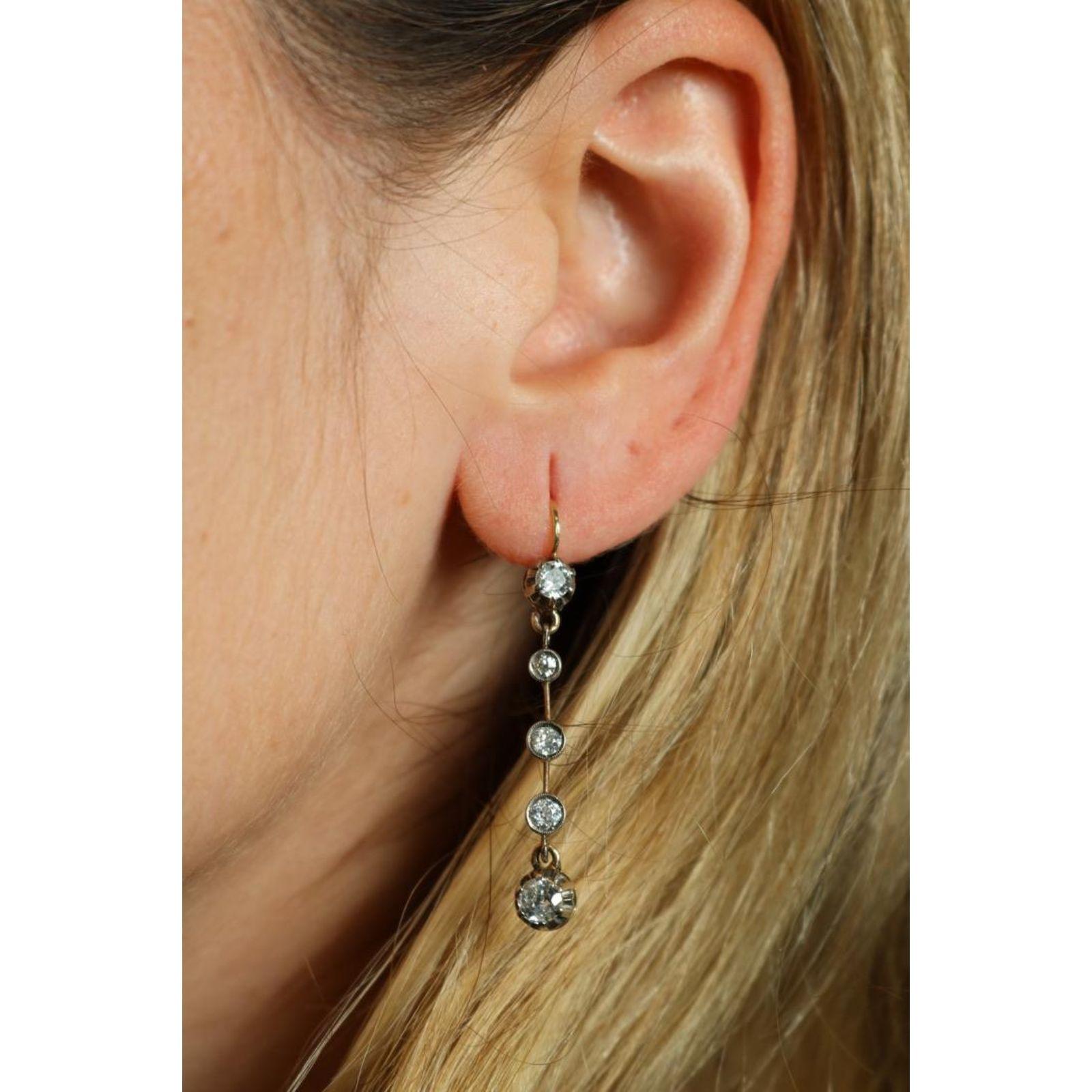 Orecchini vittoriani con diamanti in argento 18K ~2,24ctw in vendita 5