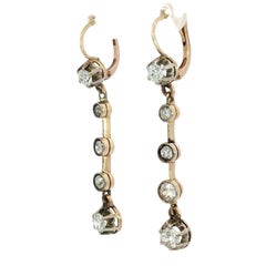 Victorian Diamond Drop Earrings 18K Silver Topped ~2.24ctw